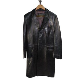 Vintage Women's Banana Republic Black Leather Trench Coat